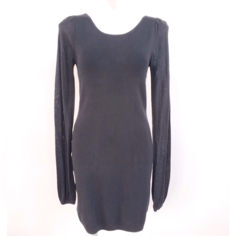 Vivienne Tam Charcoal Gray Solid Sweater Knit Dress, Women’s Size Small.